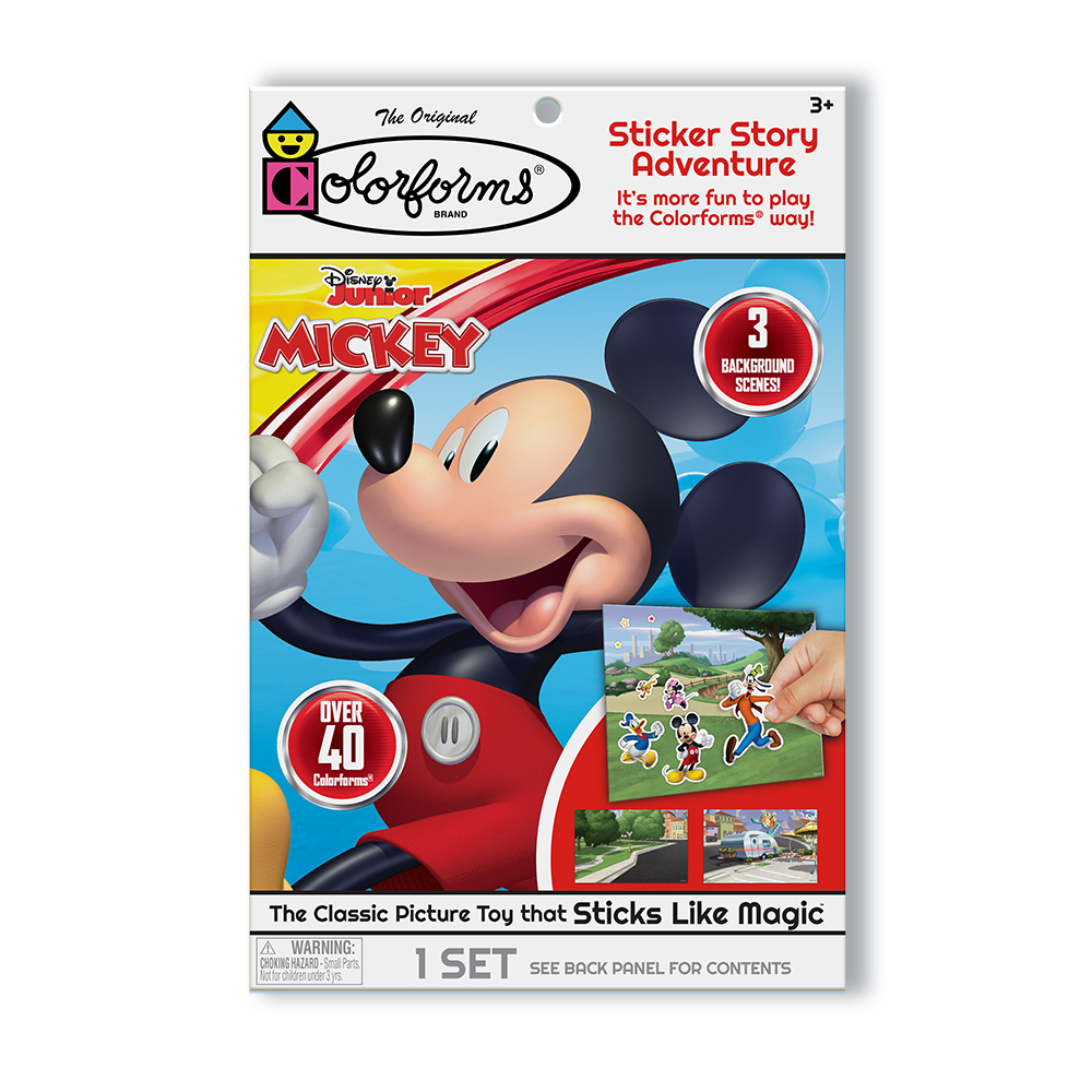 3 Background Scenes and Over 40 Colorforms Mickey Mouse Colorforms Sticker Story Adventure The Classic Picture Toy That Sticks Like Magic